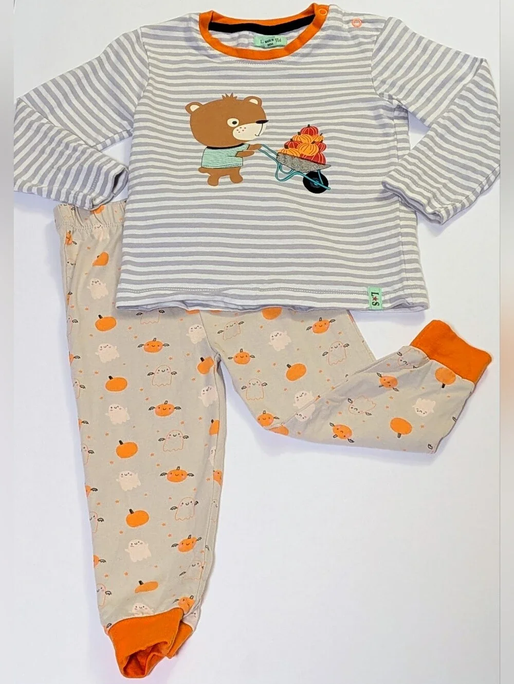 LILLY + SID, Pumpkin And Ghost 2 Piece Set, Size 18-24 Months
